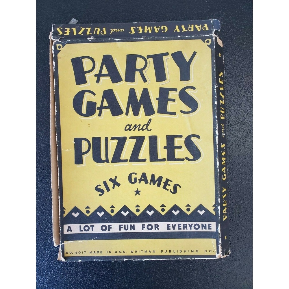 Vintage Antique 1934 Whitman Party Games and Puzzles - Six Games - New Old Stock